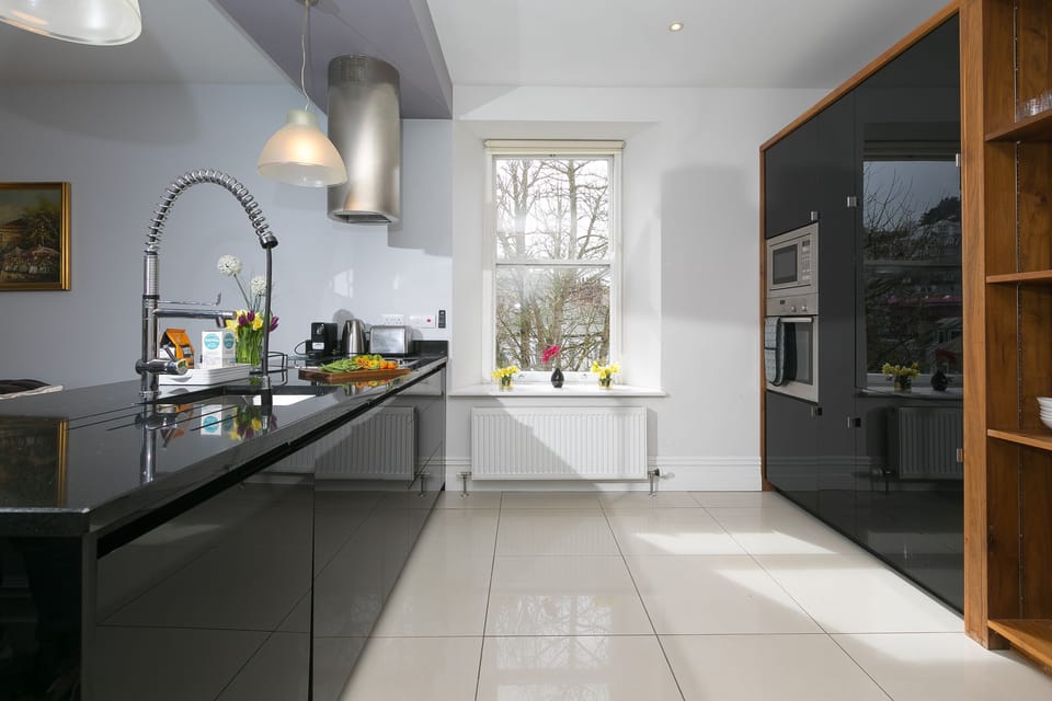 Fridge, dishwasher, electric kettle, toaster