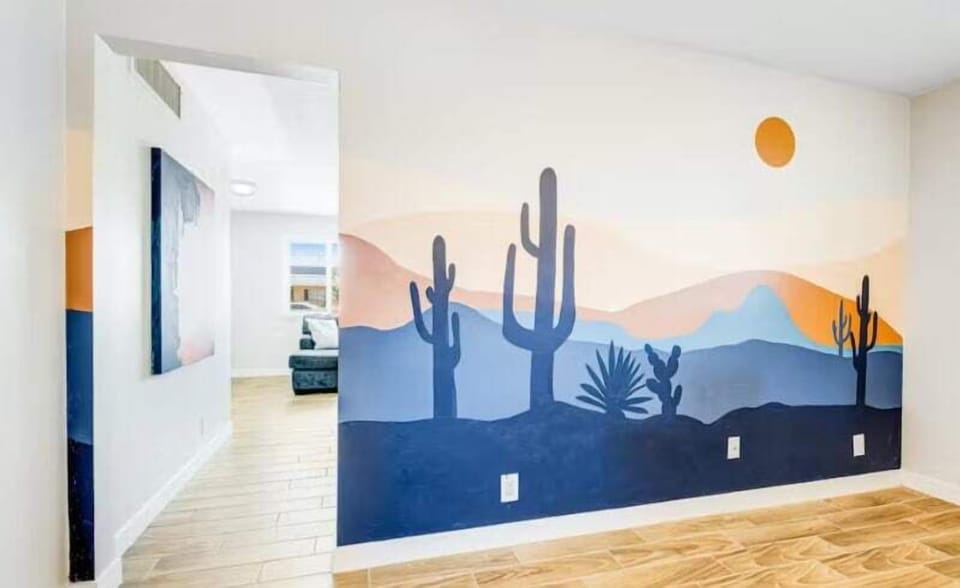 Desert scene wall in dining room