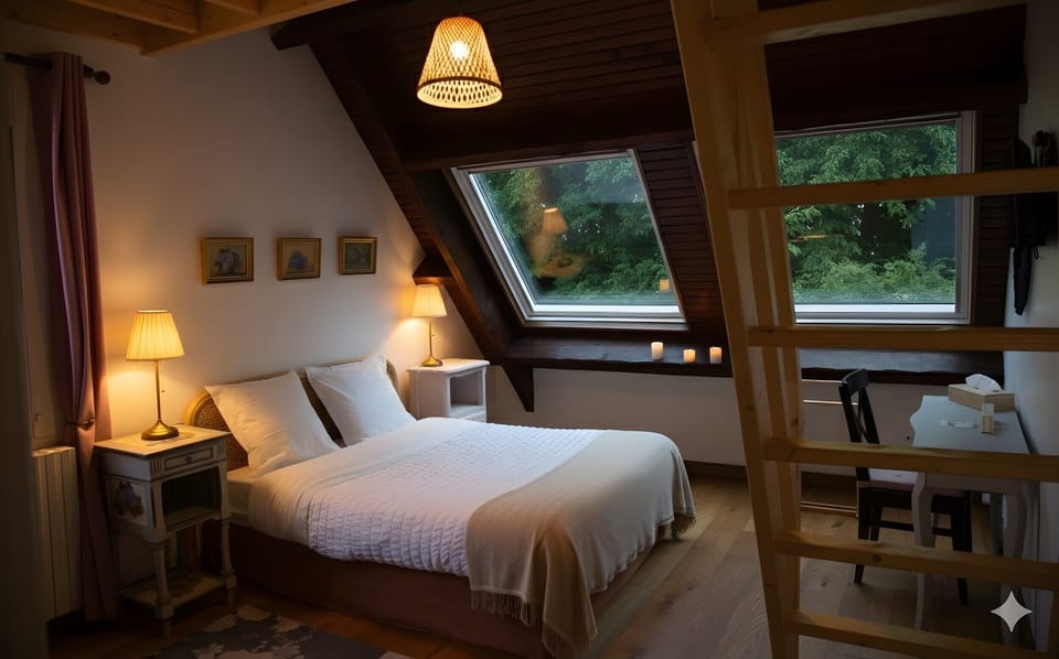 Hortensia Room | Premium bedding, individually decorated, individually furnished, desk