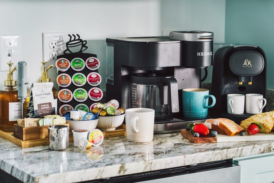 Awaken your senses in our kitchen oasis, where a selection of fine coffee makers and premium coffee awaits to start your day with the perfect brew. We offer drip coffee, Keurig and Nespresso.