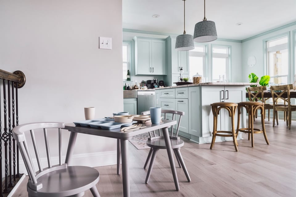 Enjoy kids' tableware, chairs, a baby gate, high chair, portable crib, and more essentials for a relaxing stay with little ones. Everything you need to feel right at home!