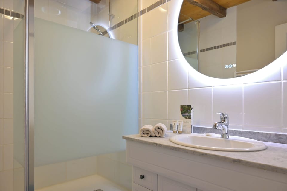 Superior Room | Bathroom | Shower, hydromassage showerhead, hair dryer, towels