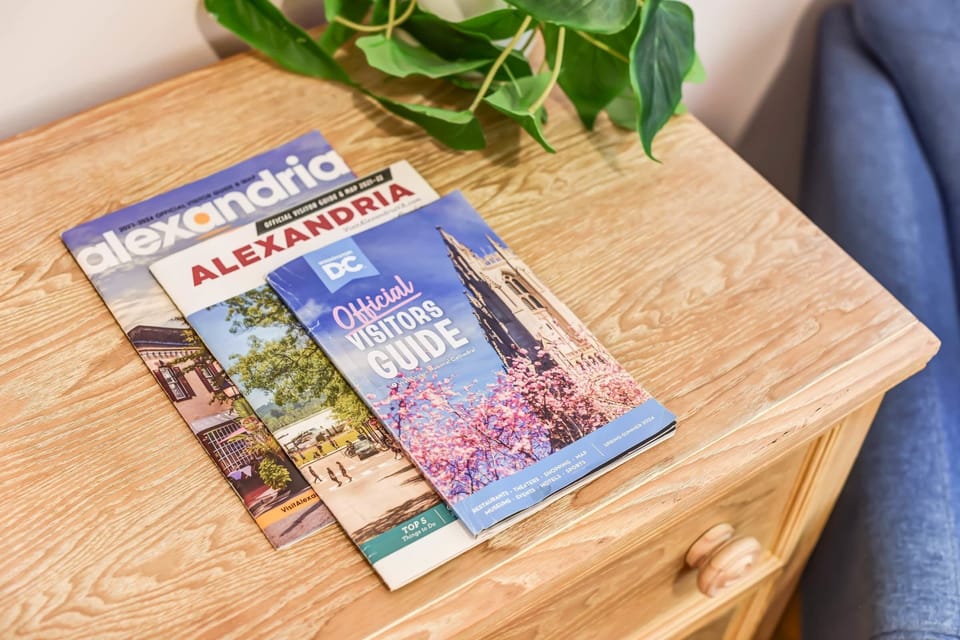 Explore Alexandria's charm from your bedroom, complete with a visitor's guide highlighting local attractions and activities.