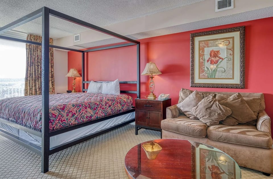 Timeless Bedroom with Comfortable Beds and Rich Wood Accents