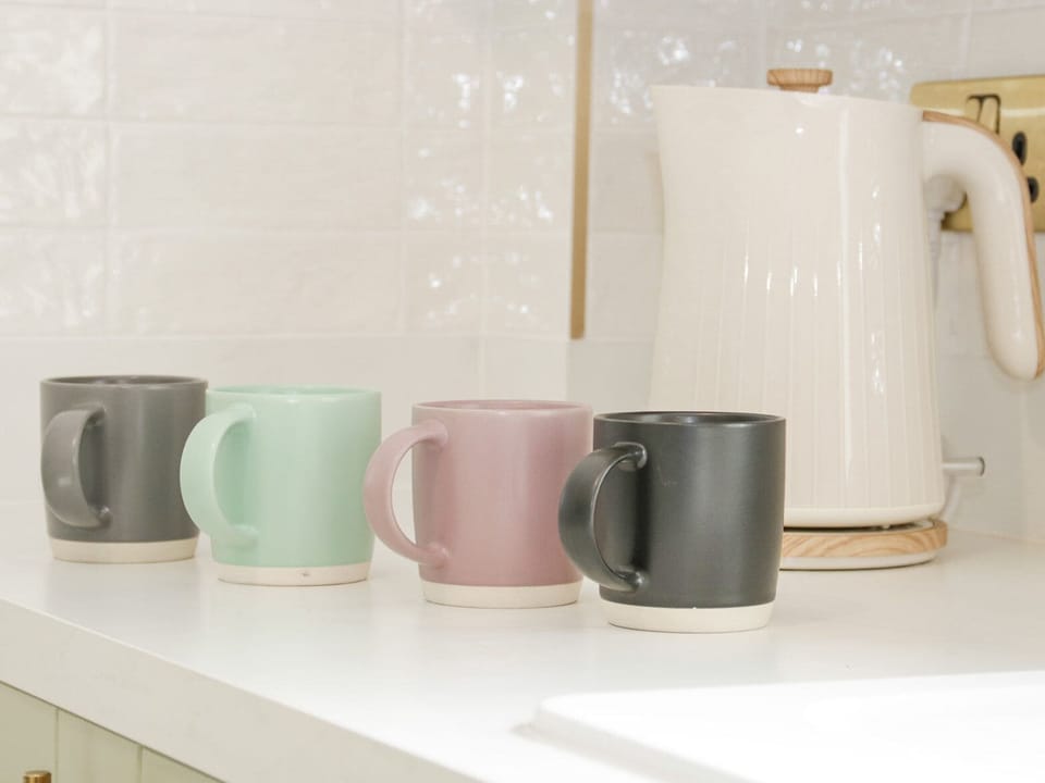 Fridge, dishwasher, electric kettle, toaster