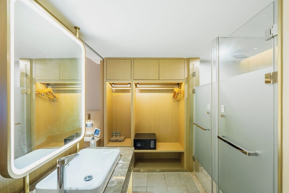 Deluxe Room | Bathroom | Shower, hydromassage showerhead, free toiletries, hair dryer