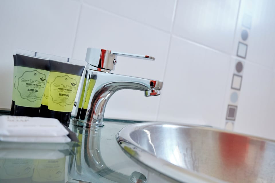 Basic Room (Port) | Bathroom | Hair dryer, towels, soap, shampoo