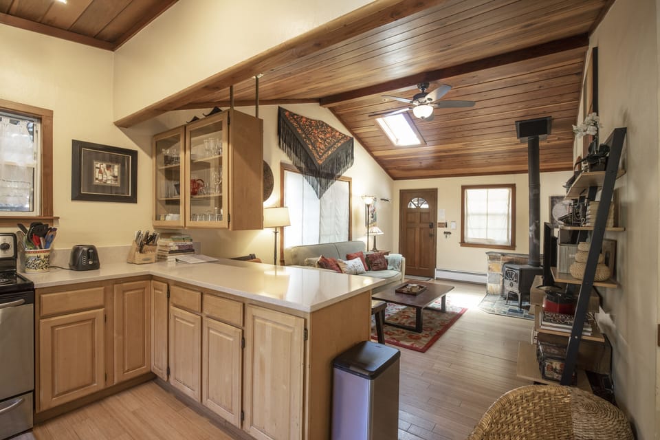 Kitchen counter looking towards living room.