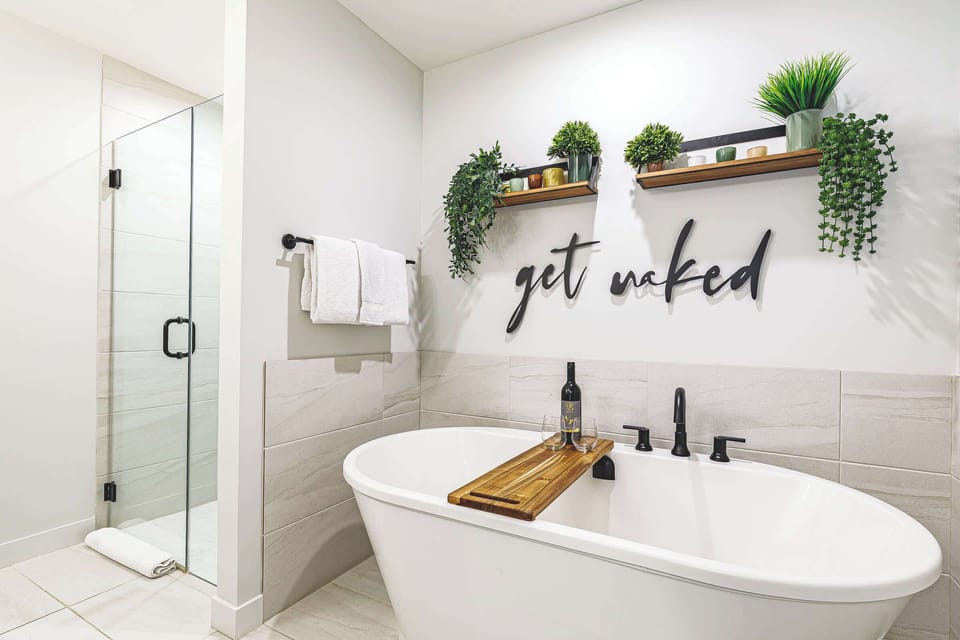 This incredible master ensuite is the perfect place to relax after a day of mountain adventures