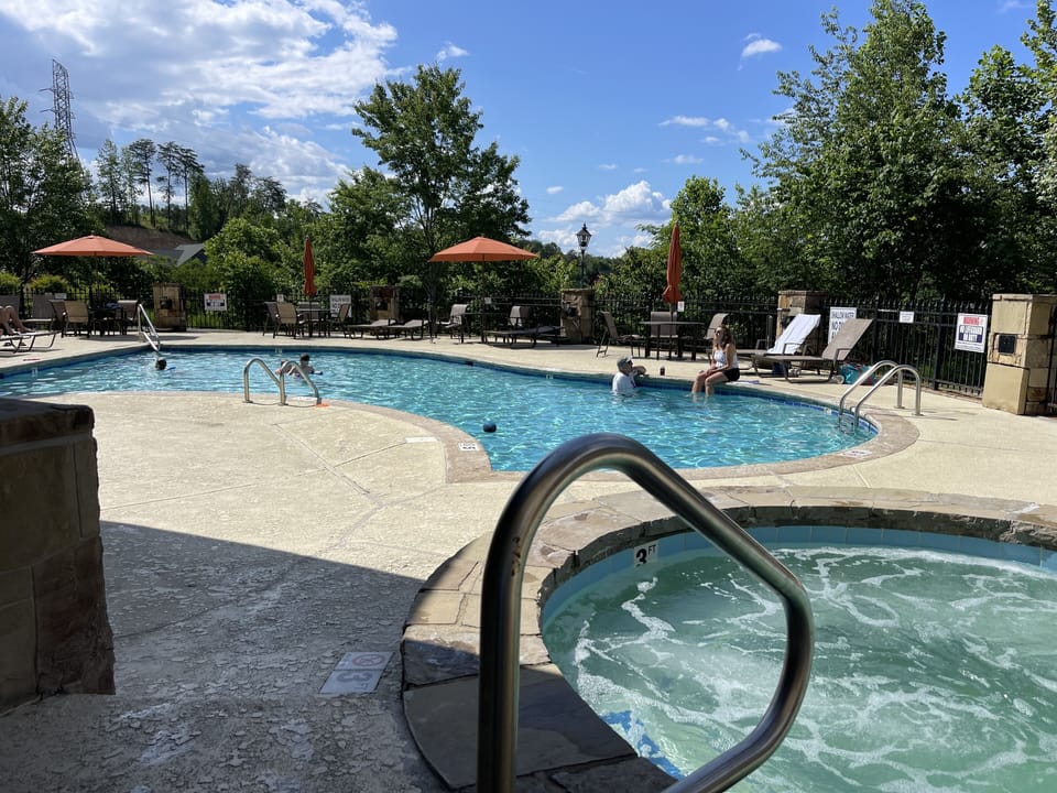 Complex pool and hot tub. Great place to spend the afternoon.