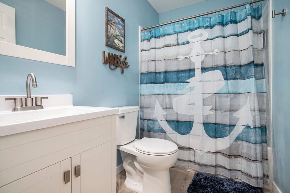 Bathroom #1 - upstairs near bedrooms #1 and #2 - has a tub and shower