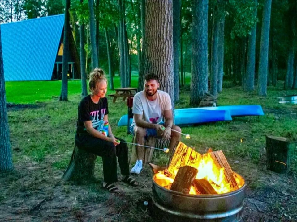 Lakeside camp fire