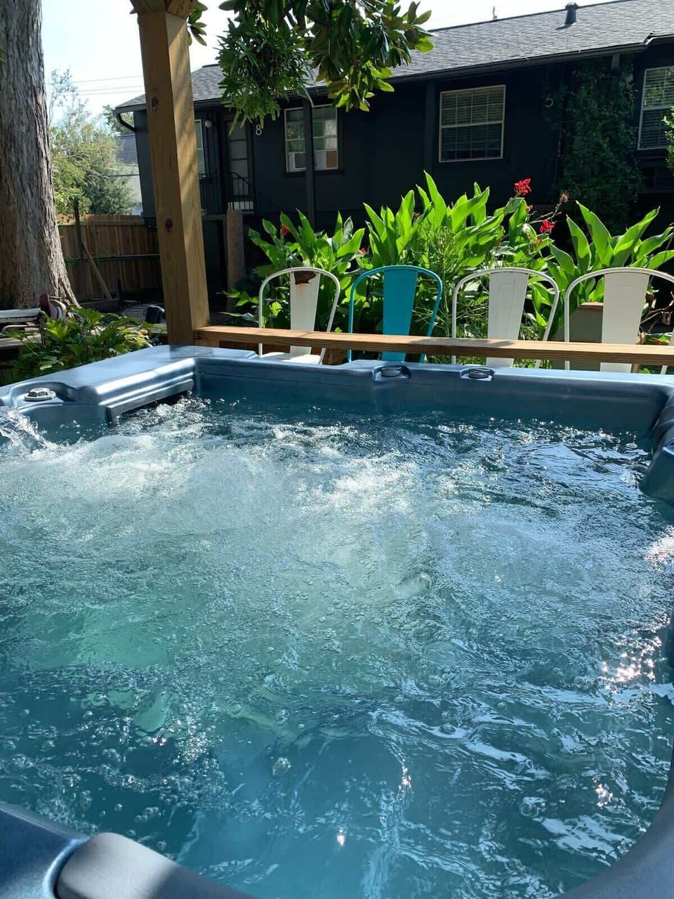 hot tub in courtyard