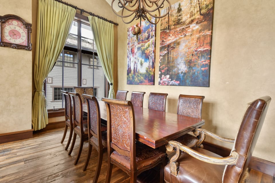Dining table seats up to ten.