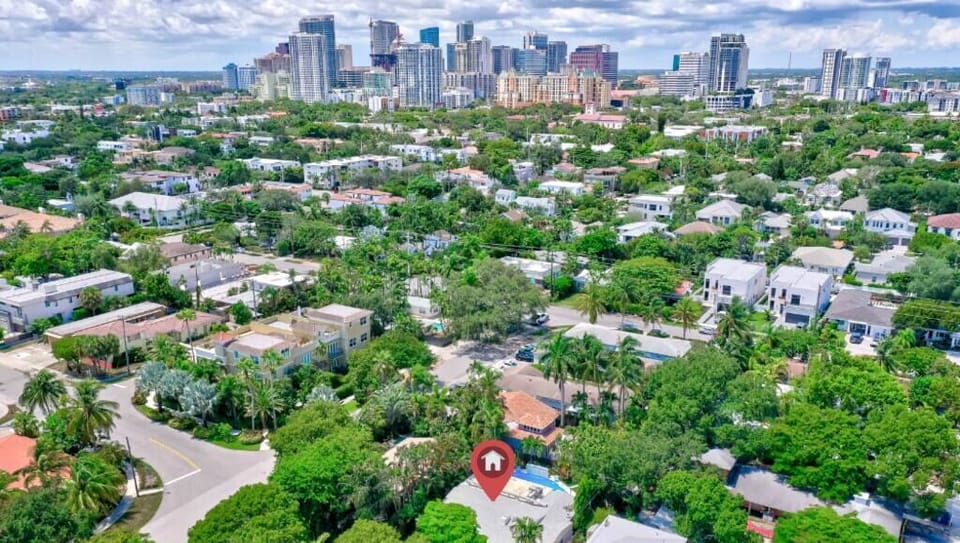 Aerial view of the property.