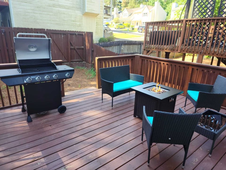 Patio with grill and fire pit