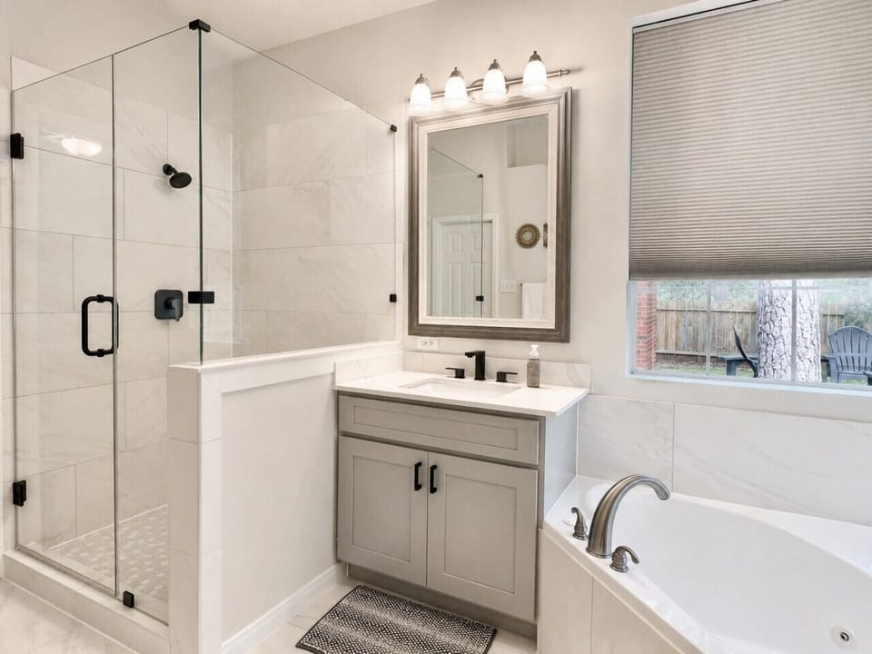 Walk-in Shower and Soak-in Tub in Primary Bathroom