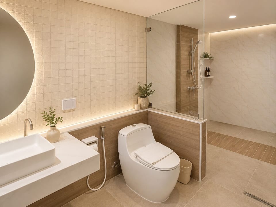 Standard Twin Room | Bathroom | Shower, free toiletries, hair dryer (on request), towels