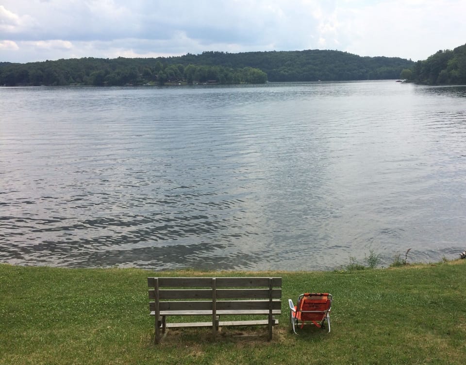 The little beach is perfect for a swim!
