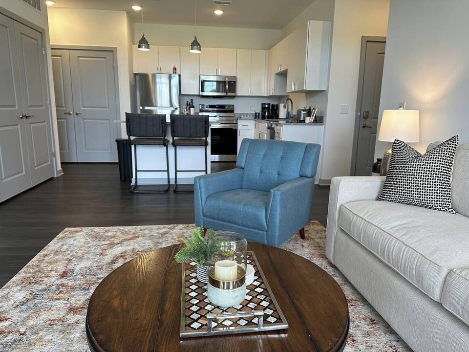 View of kitchen area from living room 