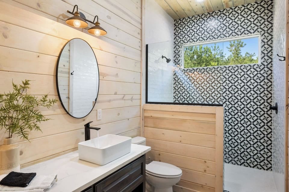 Amazing water pressure in the shower and each master bath has dual vanities