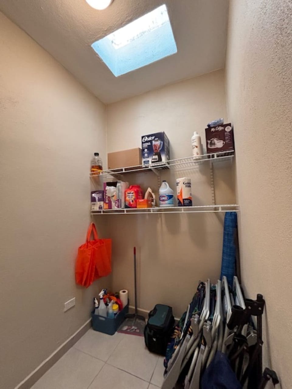 Storage closet with beach supplies