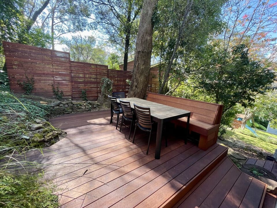 Sunny deck off the kitchen/dining