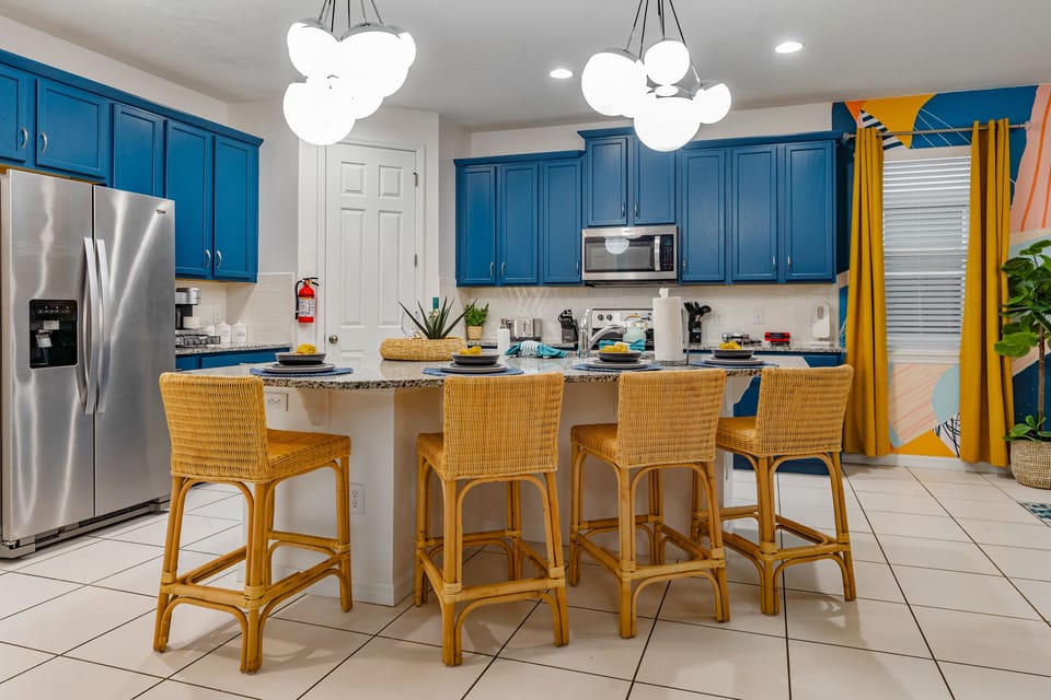 Gather at the kitchen island.
