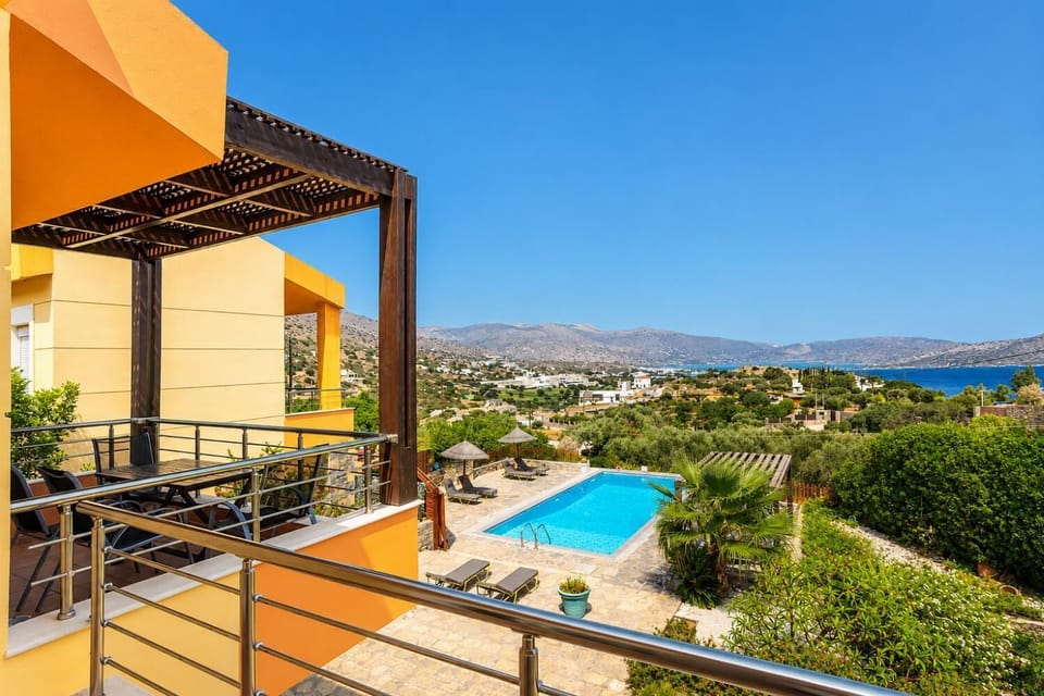 Private pool and terrace with sea views
