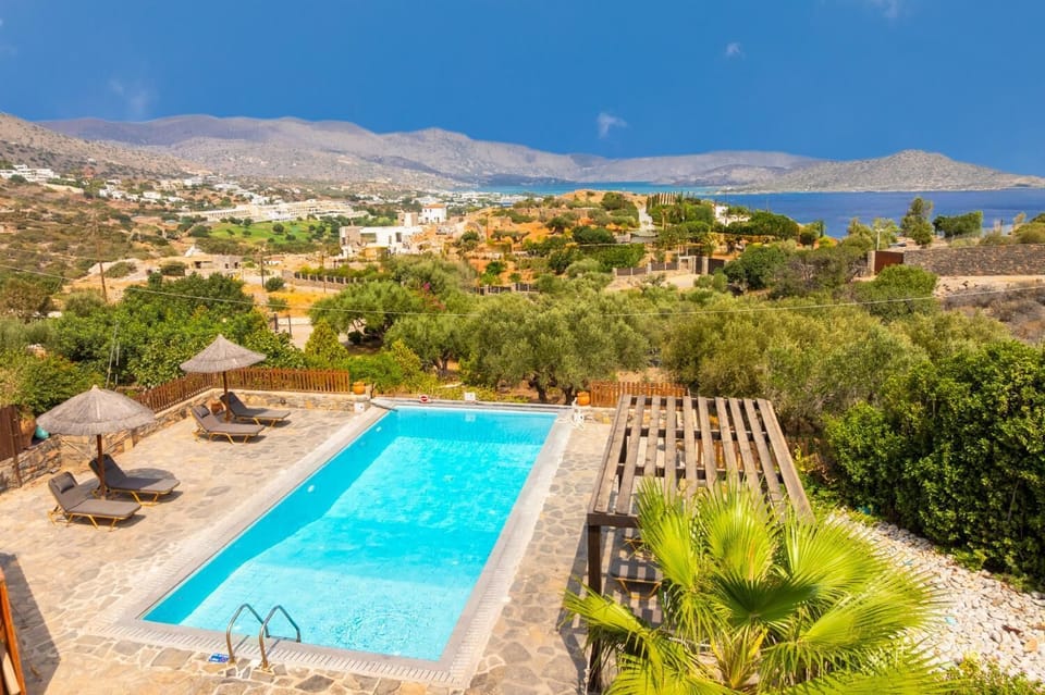 Private pool and terrace with sea views