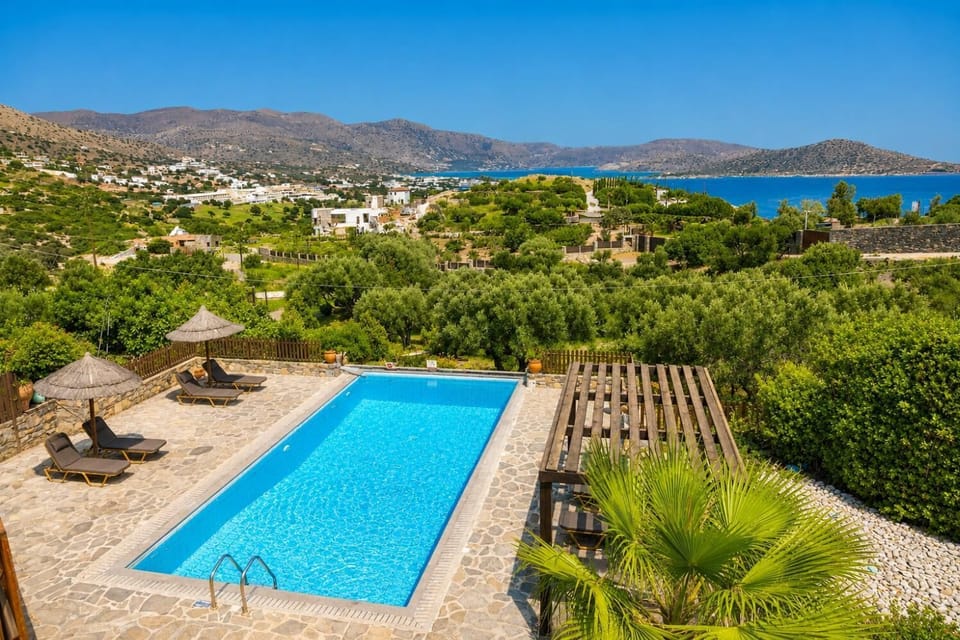 Private pool and terrace with sea views