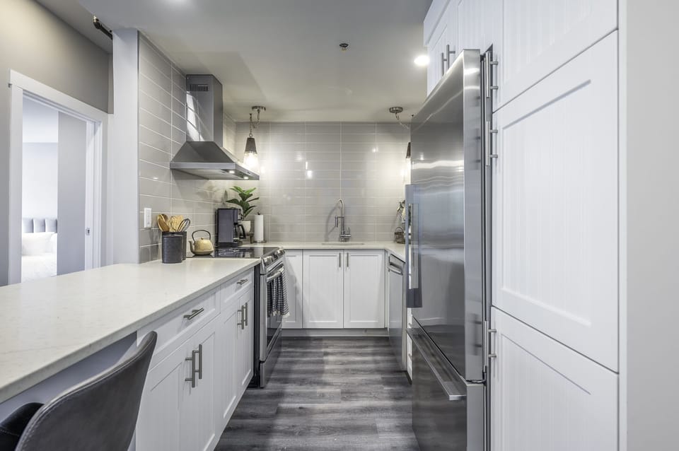 Provisioned kitchen for all your cooking needs.