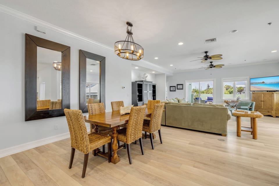 Dining area and Living area with two ocean facing balconies 