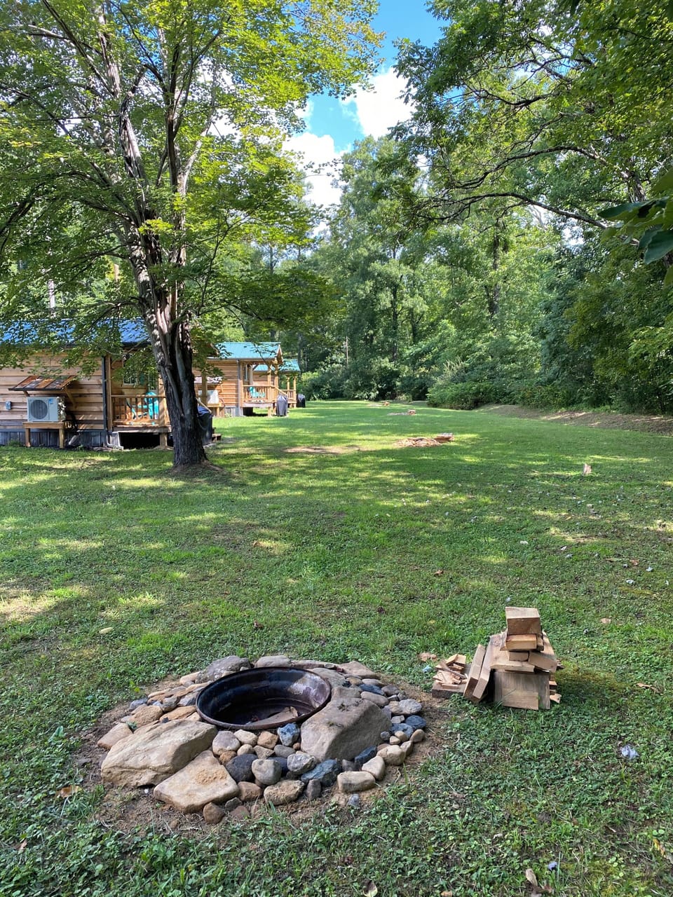 Fire pit at each of the cabins with complimentary firewood available 