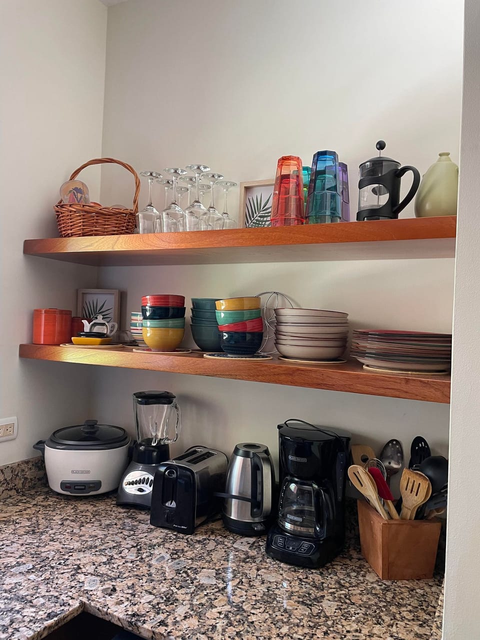 Well equipped with everything you need to make and enjoy meals.