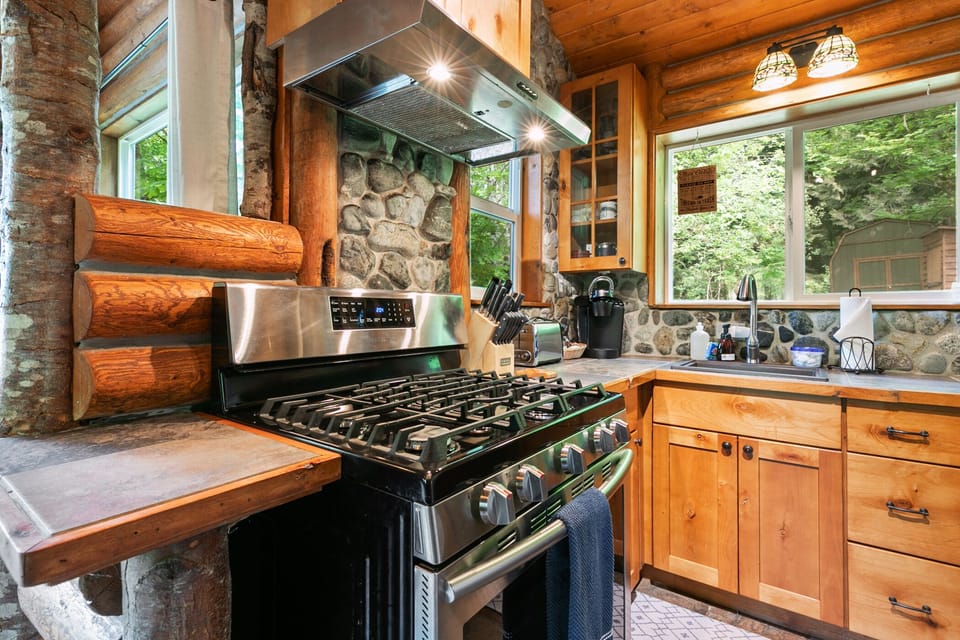 A small but fully-stocked kitchen