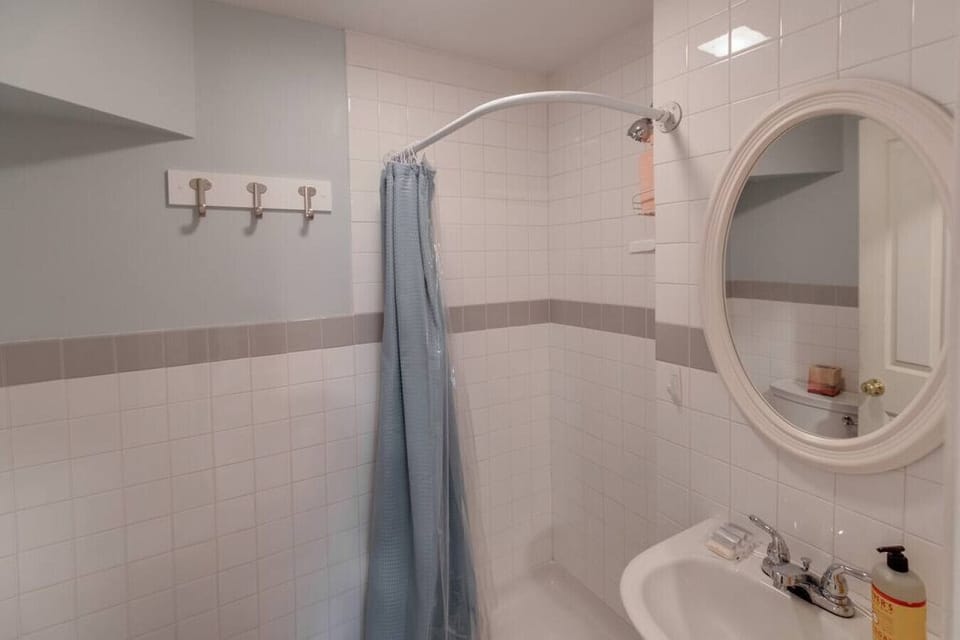 Lower level bathroom with a shower