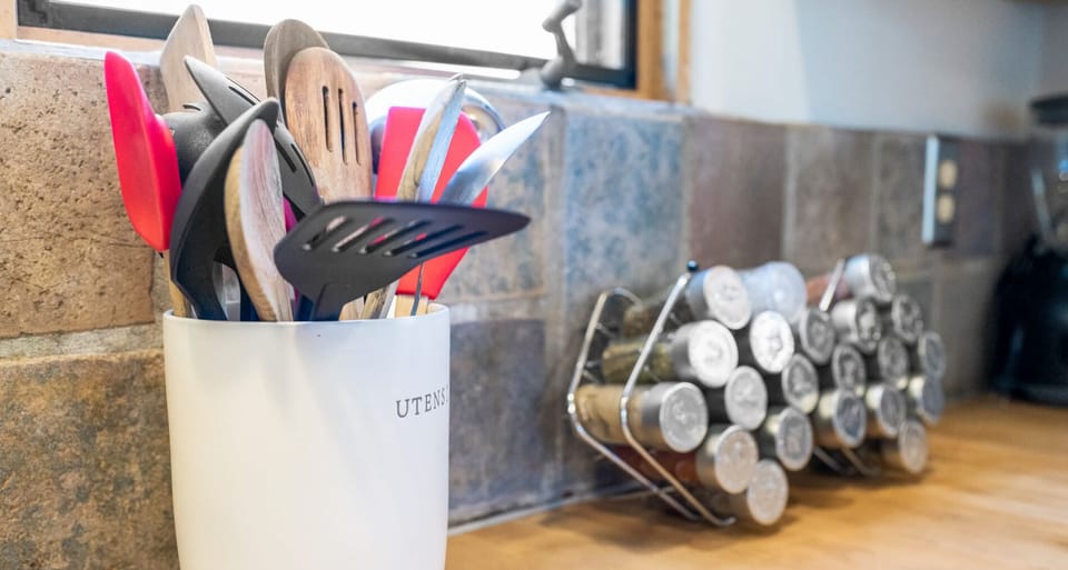 Complete spices and kitchen utensils