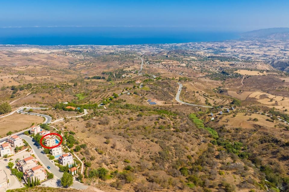Aerial view showing location of Villa Panorama Tria
