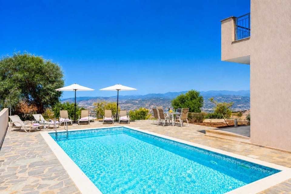 Private pool and terrace with sea views
