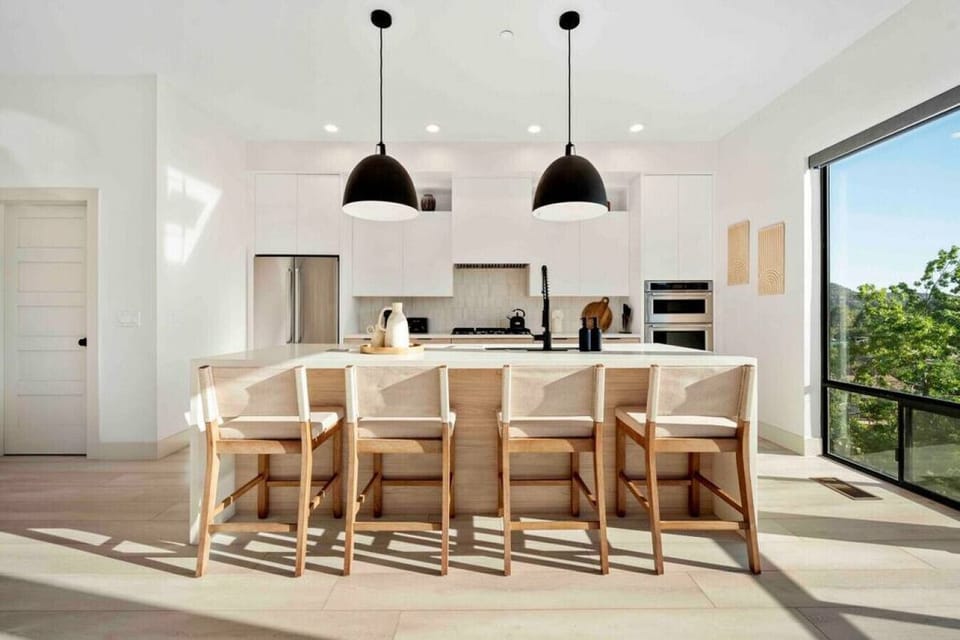 Barstools at the kitchen counter