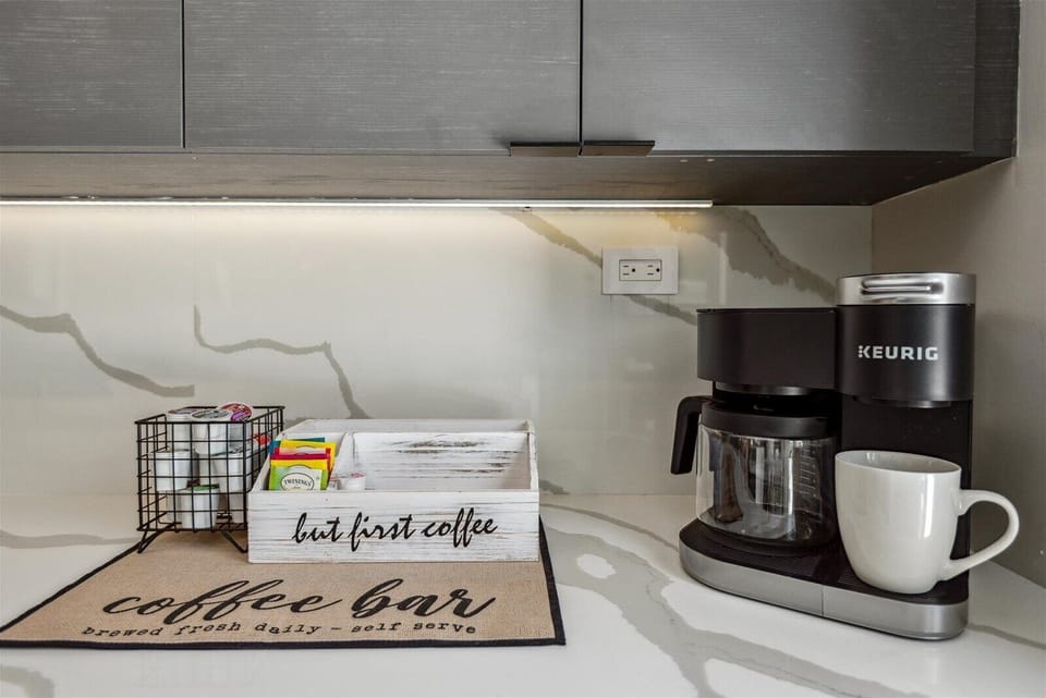Stocked kitchen coffee bar
