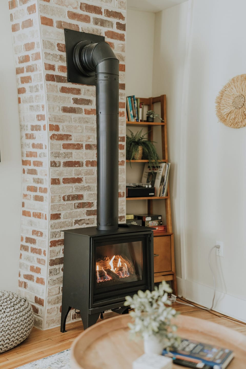Cozy gas fireplace in family room