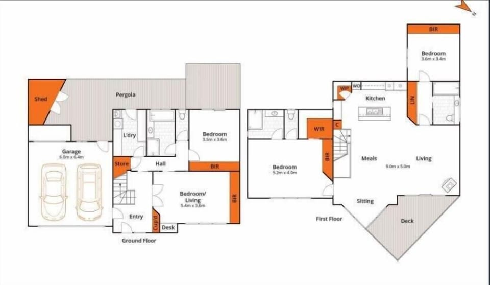 Two storey layout with 3 bedrooms and 3 bathrooms