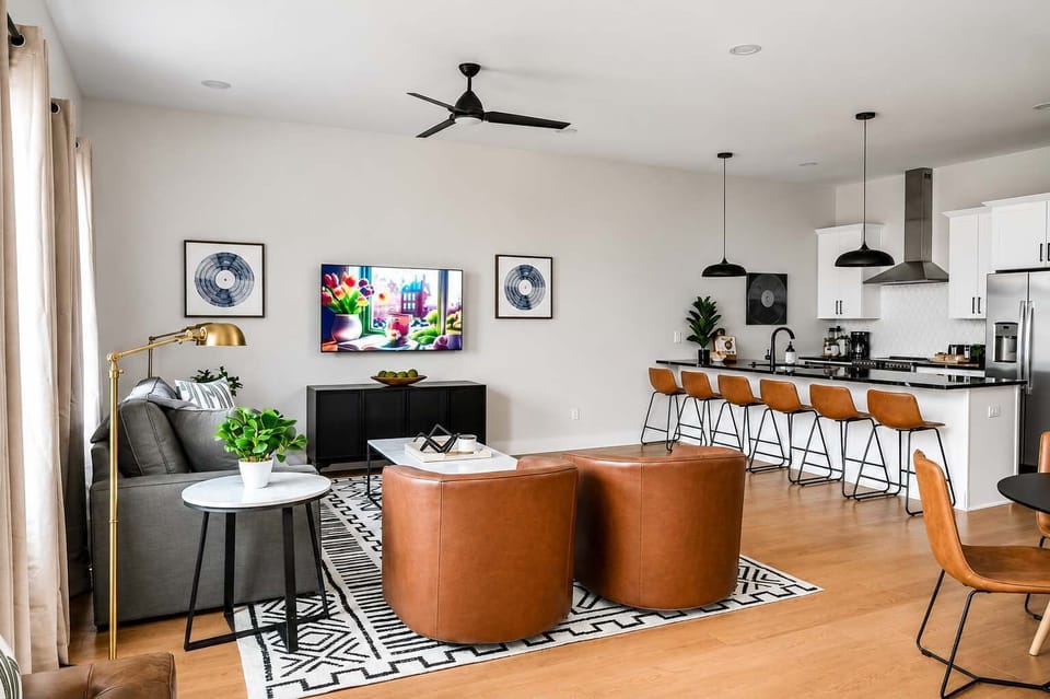 Cozy living room perfect for movie or show nights with friends and family.
