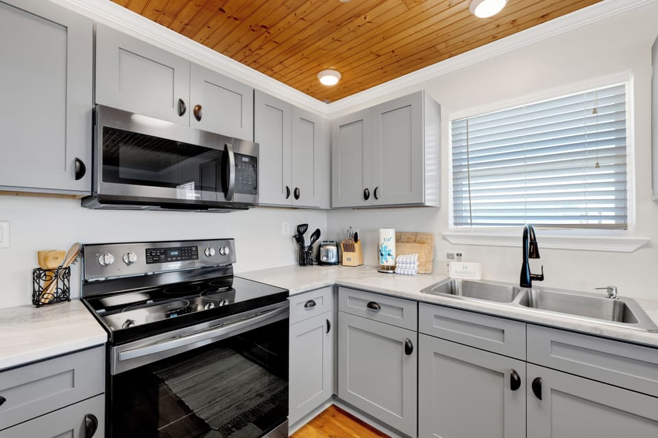 The recently updated kitchen is fully equipped for all of your cooking needs
