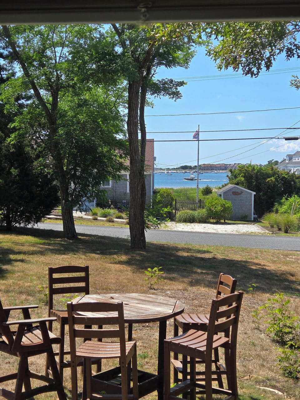 Enjoy a great view of Lewis Bay from the living room and front yard