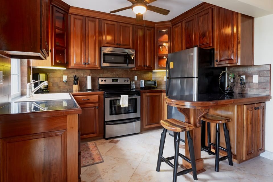 Modern kitchen with stainless steel appliances