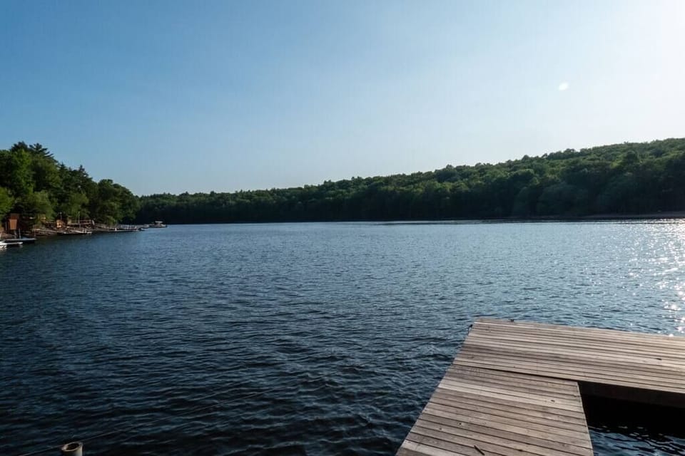 Swinging Bridge Lake from the dock.
