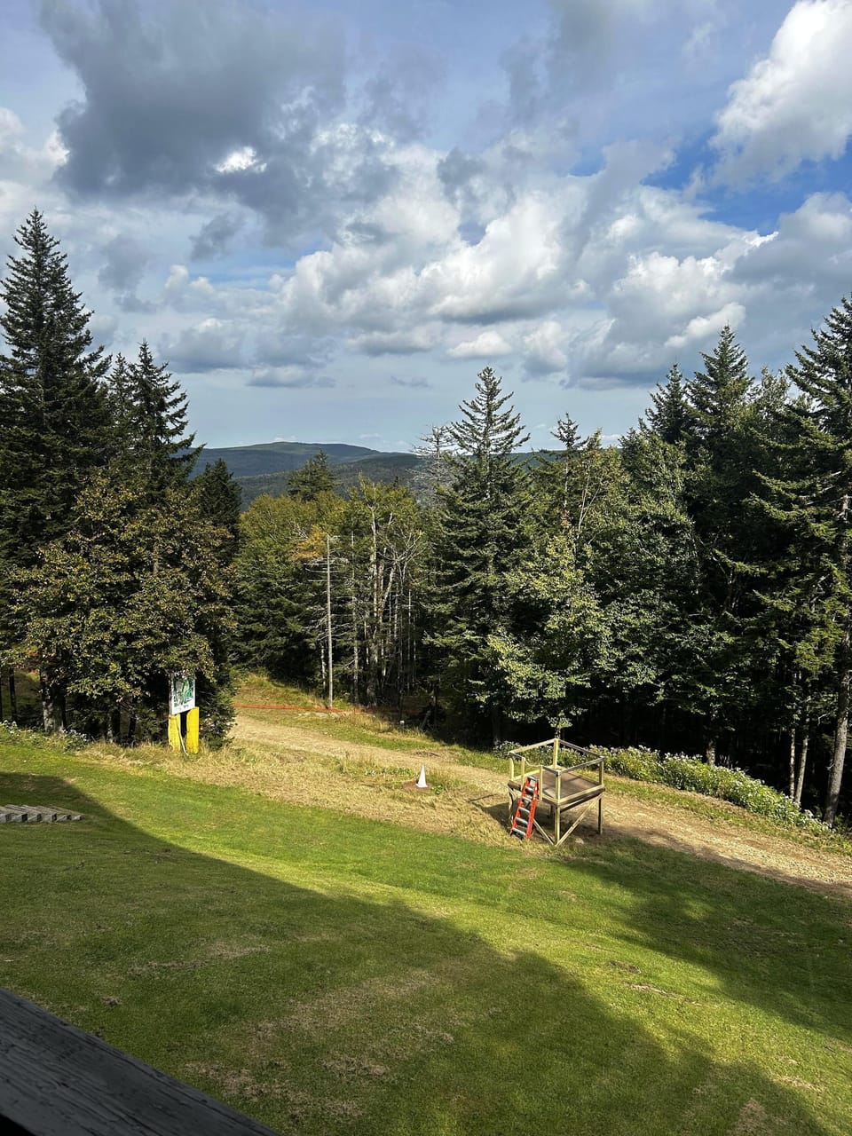 The Easy Street mountain biking trail can be seen from the deck.